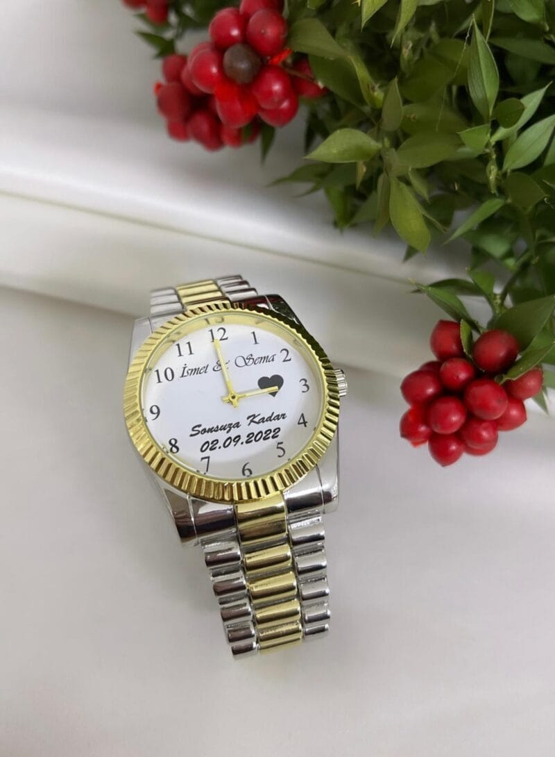 Gold Gümüş Metal Kordon Erkek Saat