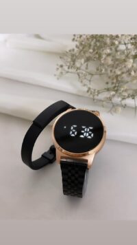 Siyah- Rose Erkek Led Saat