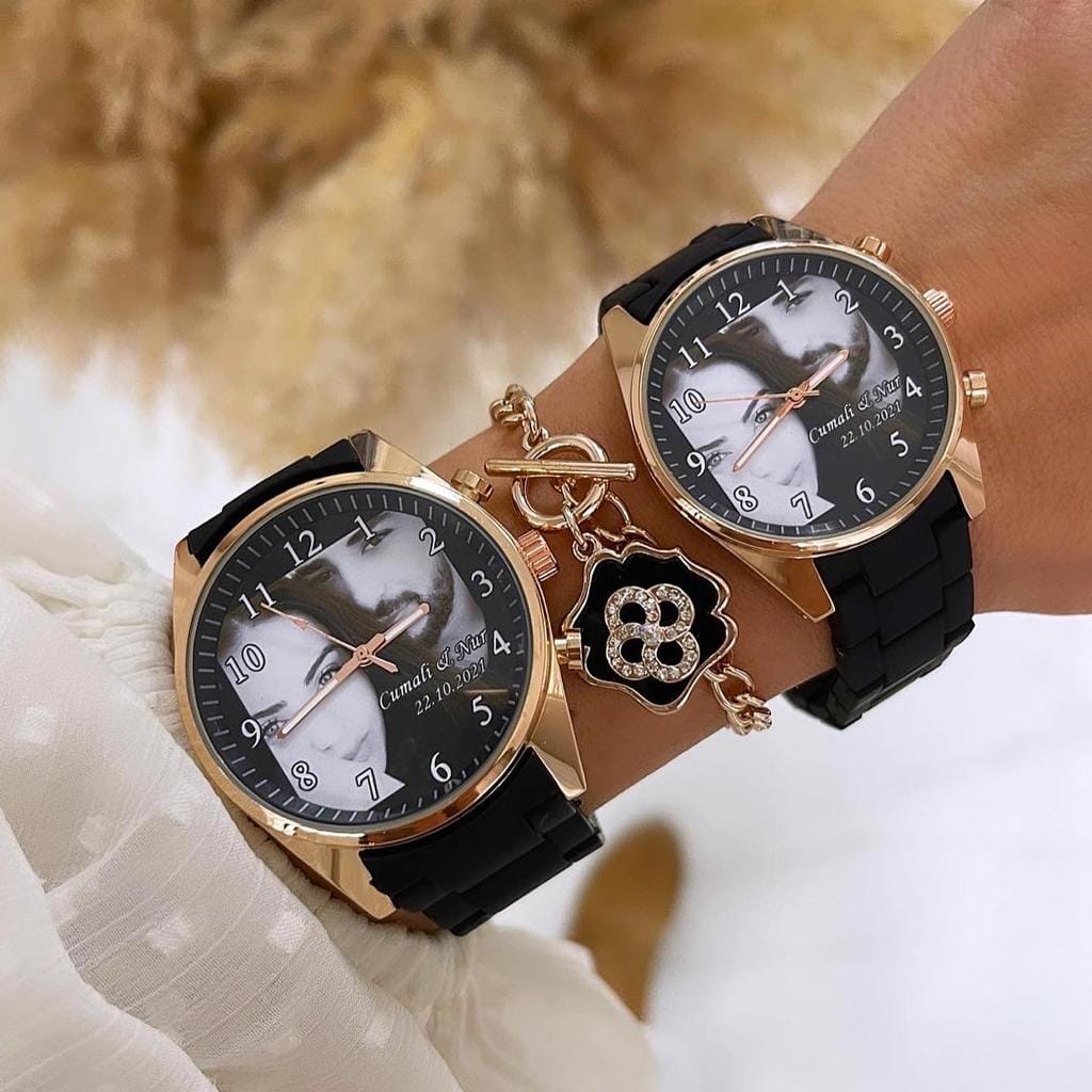 Resim Detaylı  Rose Gold Sert Silikon Kordon Çift Saatleri