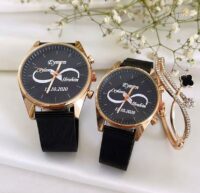 Siyah Rose Gold Sevgili Saatleri Hasır Çelik Kordon